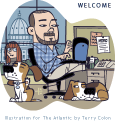 Cartoon of The Daily Dish blogger Andrew Sullivan