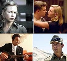 Clockwise from top left: Nicole Kidman in "Australia," Leonardo DiCaprio and Kate Winslet in "Revolutionary Road," Tom Cruise in "Valkyrie," and Jeffrey Wright in "Cadillac Records."