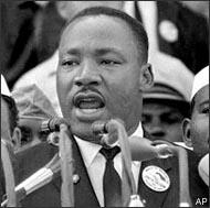In this Aug. 28, 1963, photo Dr. Martin Luther King Jr. addresses marchers during his "I Have a Dream" speech at the Lincoln Memorial in Washington. (AP)