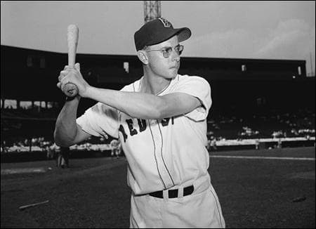 Dom DiMaggio, centerfielder for the Red Sox, shown in 1952. (AP Photo)