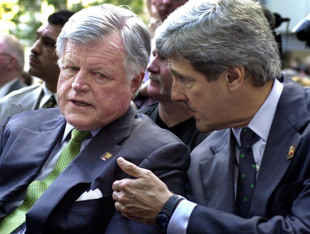 Massachusetts Sens. Edward Kennedy and John Kerry in March 2001. (AP)