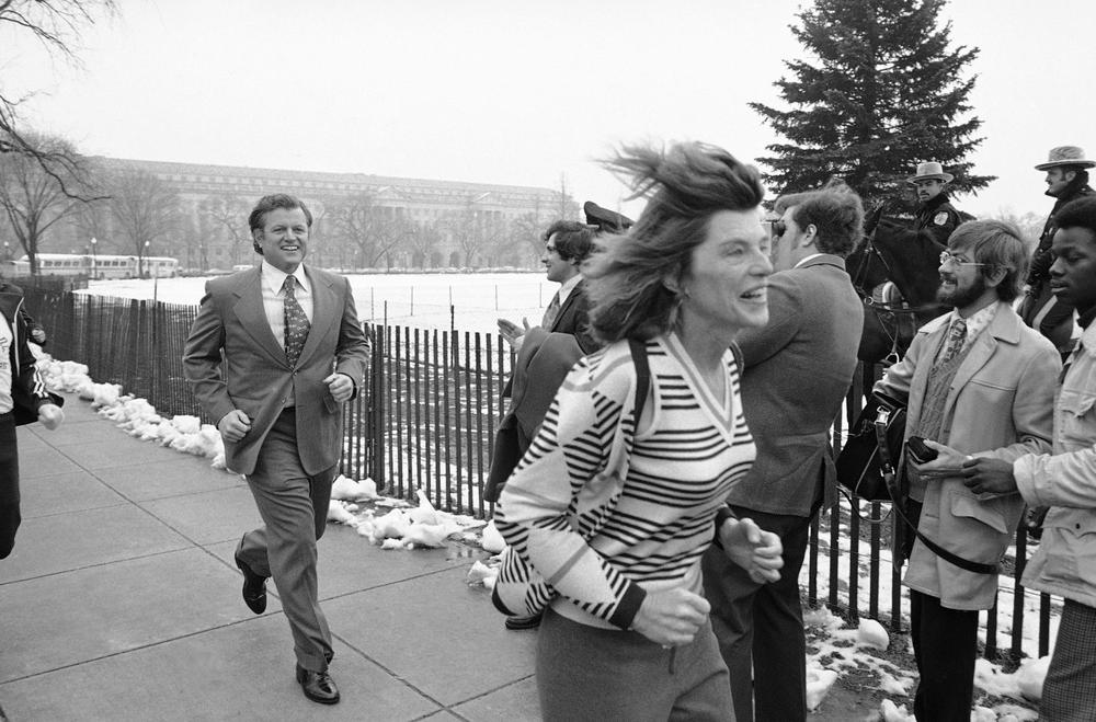Eunice Kennedy Shriver and her brother, Sen. Edward M. Kennedy, jog on the Ellipse in Washington in 1975 for a Special Olympics benefit. Mrs. Shriver "was a vigorous individual who was constantly working to improve the lives of people with intellectual disabilities," remembers Massachusetts Special Olympics President Bob Johnson.  