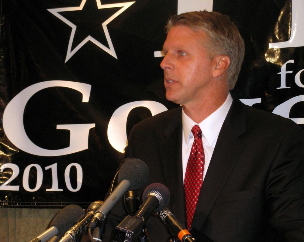 State Treasurer Timothy Cahill announced his candidacy for governor on Wednesday. (Meghna Chakrabarti/WBUR) 