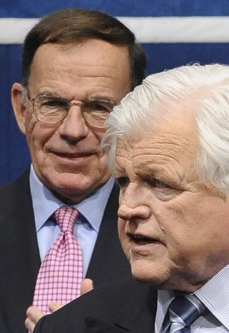 Paul Kirk, Jr., left, with the late Sen. Edward Kennedy in  May 2008. (AP)