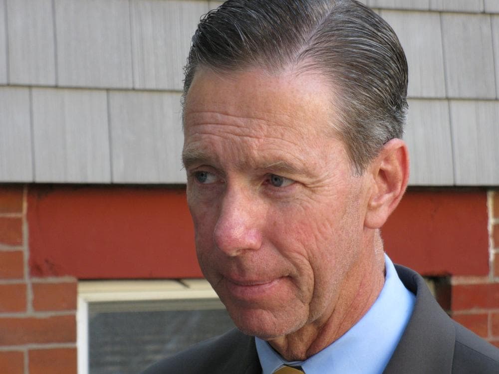 Rep. Stephen Lynch in front of his home on Friday. (Fred Thys/WBUR)