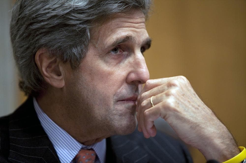 Senate Foreign Relations Committee Chairman Sen. John Kerry, D-Mass. takes part in the committee's hearing on the Al-Qaeda threat in Pakistan and Afghanistan,  Oct. 7, 2009, on Capitol Hill in Washington.  (AP/Evan Vucci)