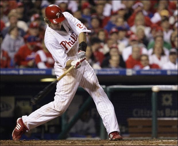 Jayson Werth swings on a pitch to hit a solo home run against Los Angeles Dodgers' Hong-Chih Kuo in the seventh inning on Wednesday. (David J. Phillip/AP)