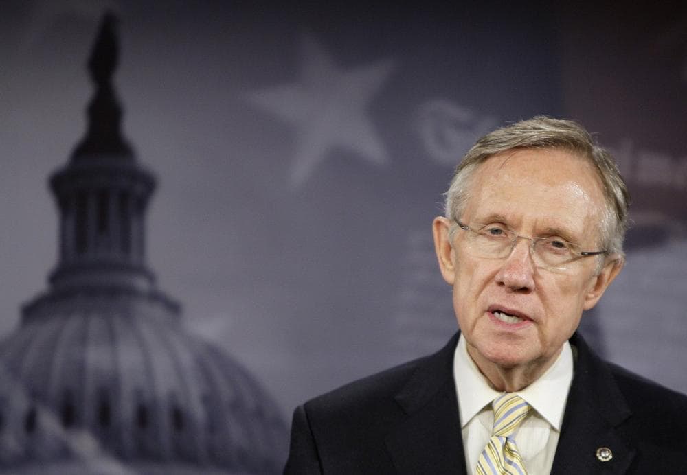 Senate Majority Leader Harry Reid speaks about health care reform during a news conference on Monday in Washington. (AP)
