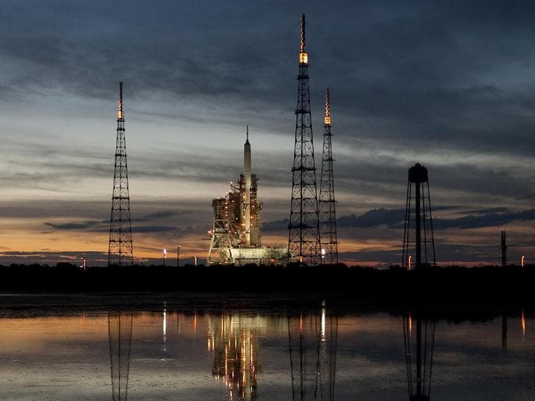 NASA's Ares I-X rocket is seen on Launch Pad 39B at the Kennedy Space Center in Cape Canaveral, Fla., on Monday. (NASA)