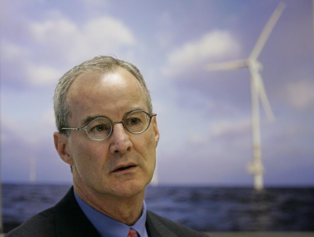 Cape Wind President Jim Gordon listens to a question during a news conference in Boston on Jan. 14, 2008. (AP)