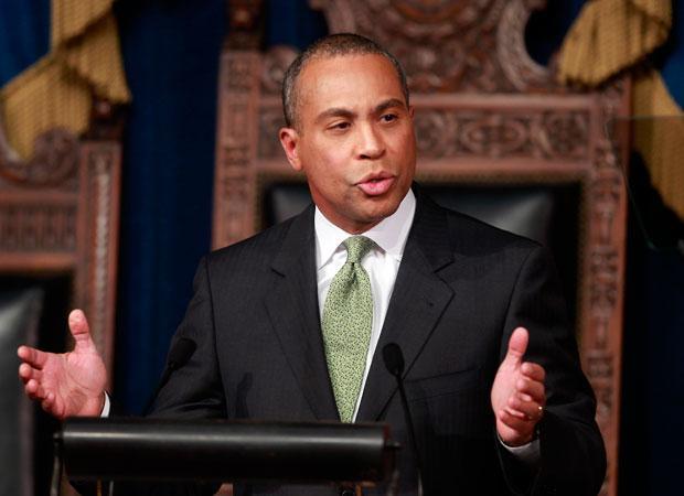 Gov. Deval Patrick addresses a join session of the Massachusetts Legislature during his State of the Commonwealth address on Thursday. (Steven Senne/AP)