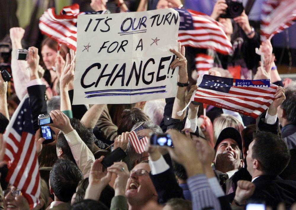 Scott Brown's campaign was able to create an energy and enthusiasm that Democrat Martha Coakley could not match. Above, Brown supporters react to his victory Tuesday in Boston. (AP)