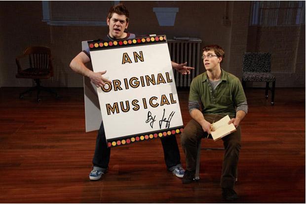 Joe Lanza and Jordan Ahnquist, right, in a scene from the SpeakEasy Stage Company production of "title of show." (Todd H. Page/SpeakEasy Stage Company)