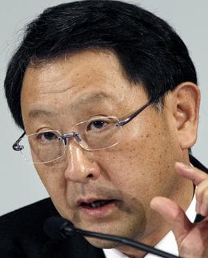 Toyota Motor Corp. President Akio Toyoda speaks to reporters after making a recall announcement at a press conference in Tokyo. (Koji Sasahara/AP)