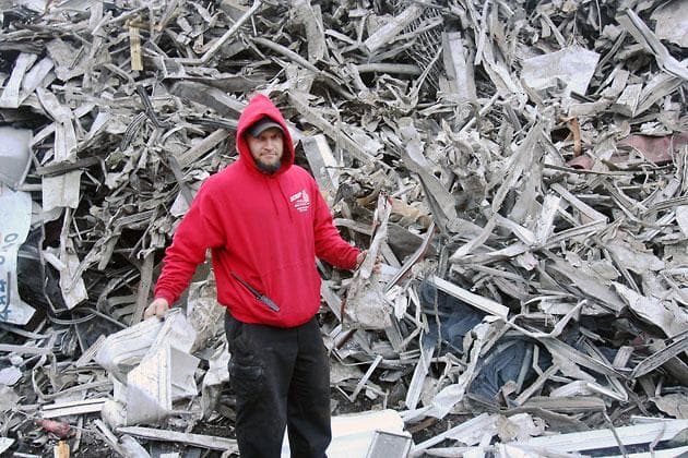 Michael Shiner, a supervisor at a junk-metal disposal company in Everett, doesn't trust the government's assurance that LNG deliveries from Yemen are safe. (Andrew Phelps/WBUR)