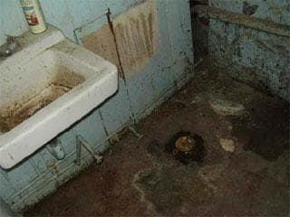 The report includes a photograph from the Somerville Housing Authority with the caption "17 Monmouth St &mdash; Mold and mildew in the basement"