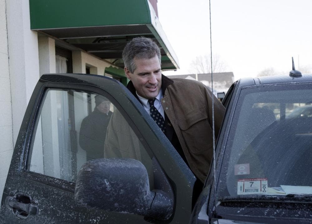 Brown gets into a truck in Chicopee on Friday after kicking off his "thank-you" tour. (AP)