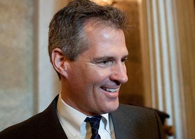 Sen. Scott Brown is seen on Capitol Hill in Washington on Feb. 24 after voting on the jobs bill. (AP)