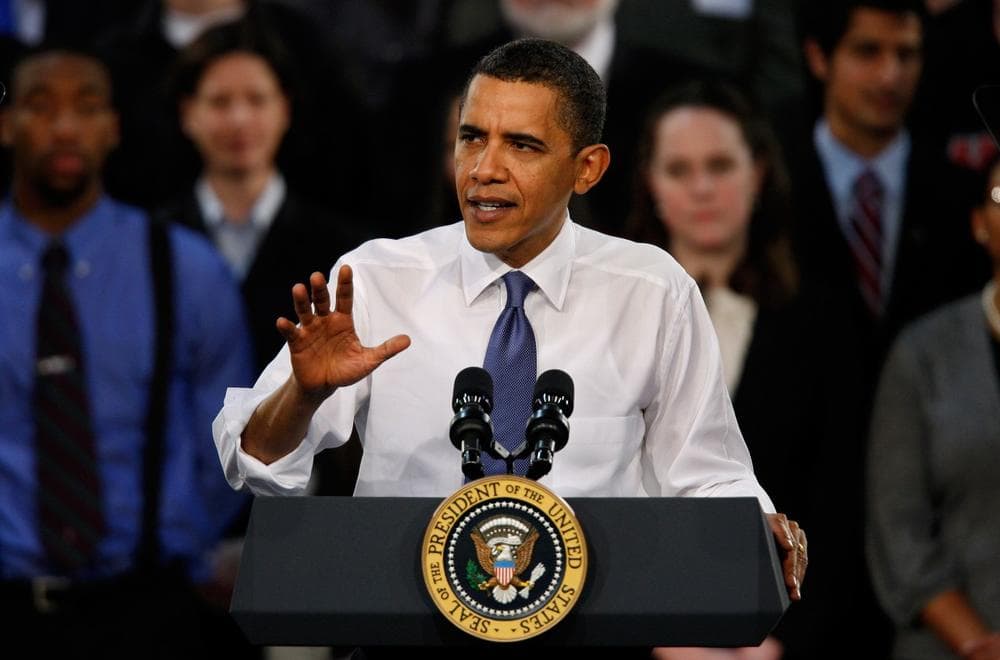 President Obama speaks about health care reform at Arcadia Univesity in Glenside, Pa on Monday. (AP)