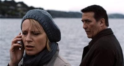 Iben Hjejle, left, and Ciaran Hinds are shown in a scene from "The Eclipse." (AP)