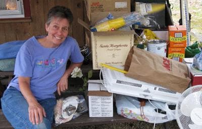 Peg Lorenz was planning to move out of her home in Groton, but has been renting from the new owner because the federal disaster declaration delayed the closing of her new home in Shirley. (Curt Nickisch/WBUR)