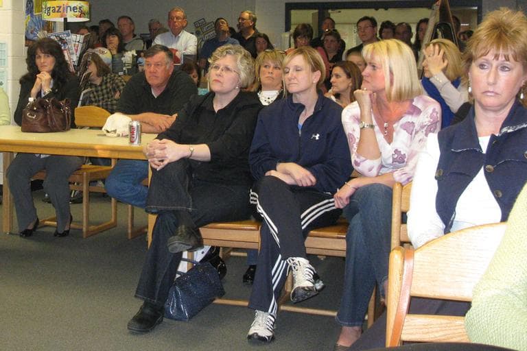 Over 100 people attended South Hadley's first public school committee meeting since six students were charged in connection with the January suicide of Phoebe Prince. (Deborah Becker/WBUR)