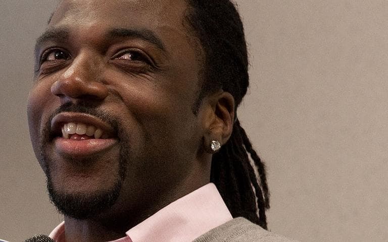 New Baltimore Ravens wide receiver &mdash; and former New England Patriot &mdash; Donte' Stallworth smiles during a team news conference on April 1 in Owings Mills, Md. (AP)