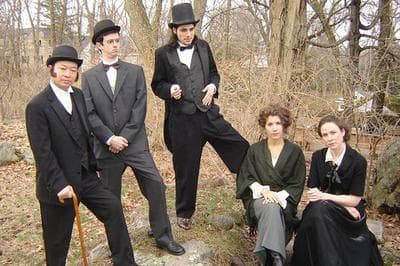 Left to right, Micheal Tow, Richie Moriarty, Joe Orrigo, Maria Ciampa and Lisa Cordner on the set of the 2008 film, "The Real World: Versailles." (Courtesy)