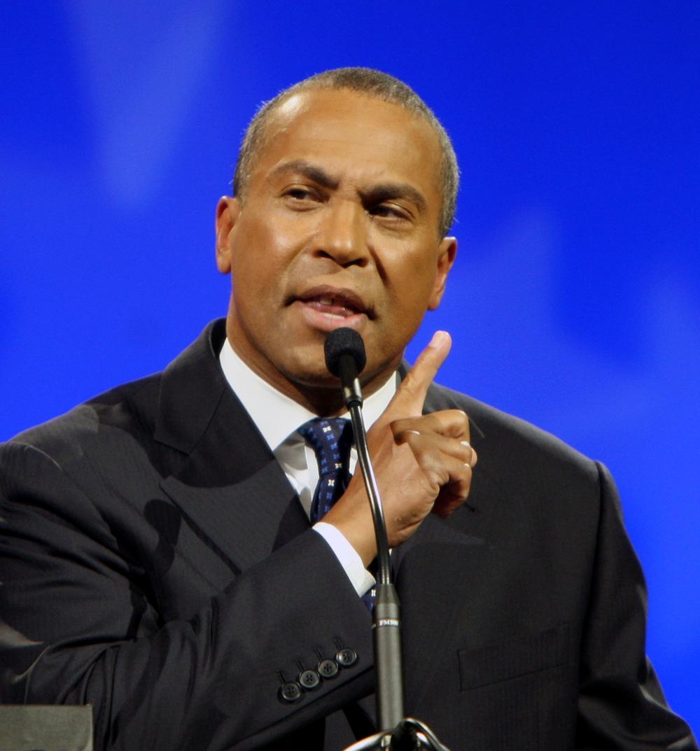 Gov. Deval Patrick accepts his party's nomination during the state's Democratic Convention, Saturday in Worcester. (AP Photo/Bizuayehu Tesfaye)