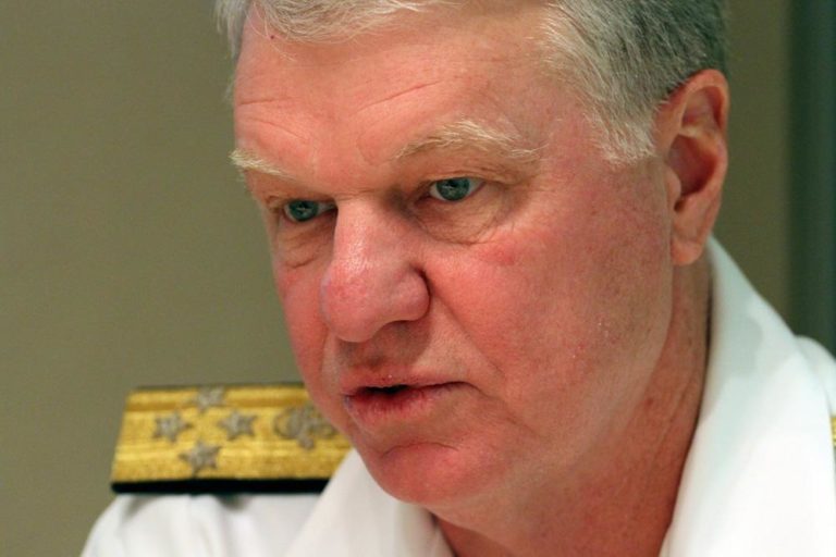 Admiral Gary Roughead in WBUR's Studio 3 (Andrew Phelps/WBUR)