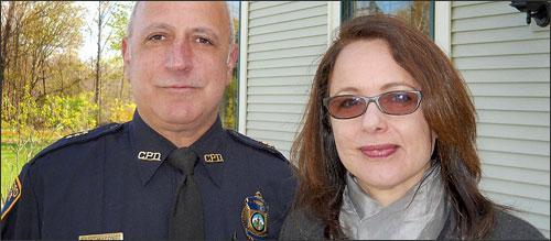 Jessica with Lt. Paul Macone, the detective who solved a cold, hard case in "Denial".
