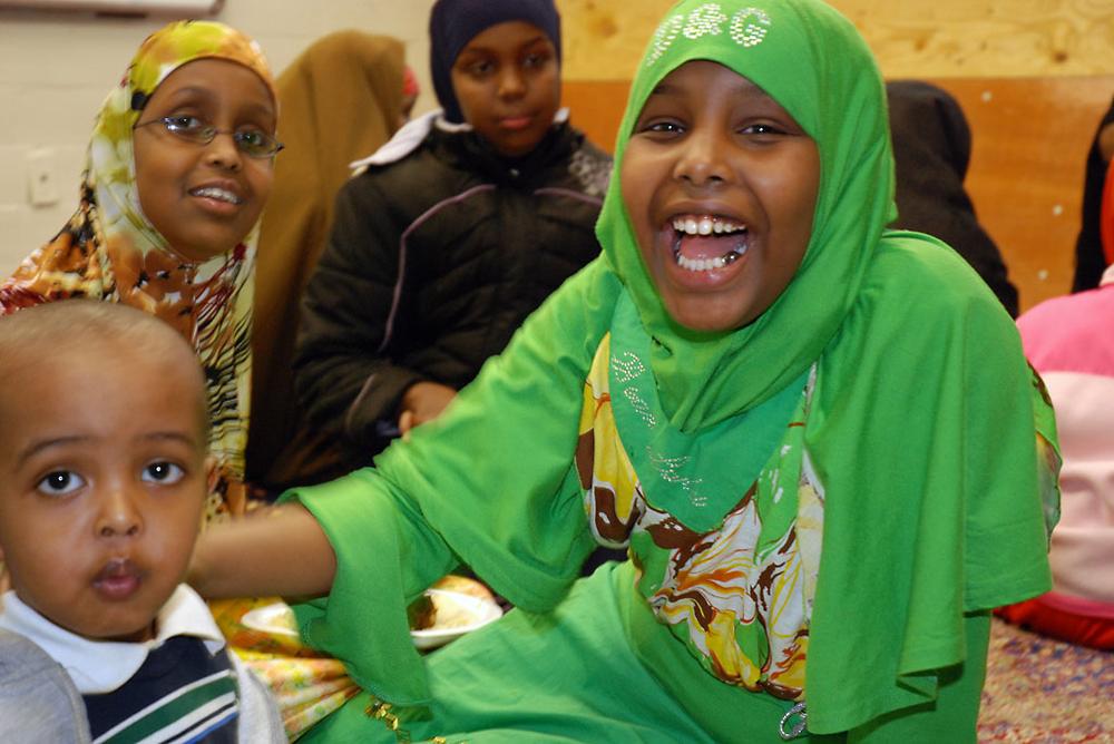Muslim children at the Tobin Community Center in Roxbury (Andrew Phelps/WBUR)