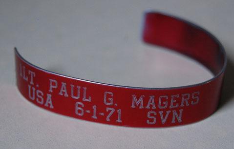 Nickisch's bracelet, remembering 1st Lt. Paul G. Magers. (Curt Nickisch/WBUR)