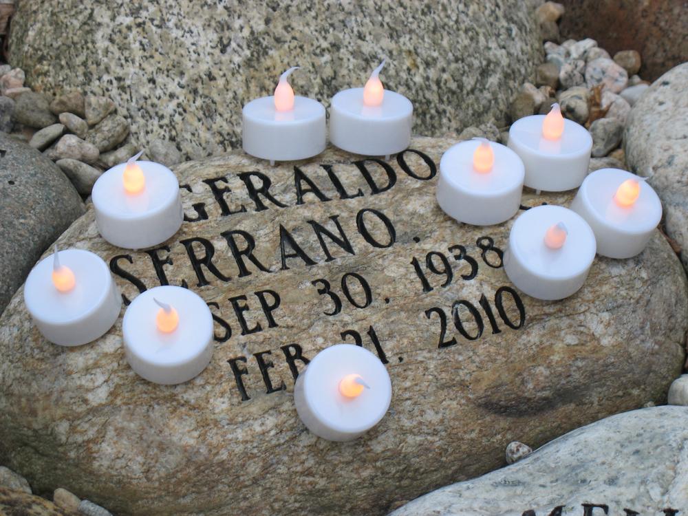 A new stone in the Garden of Peace. (Monice Brady-Myerov/WBUR)