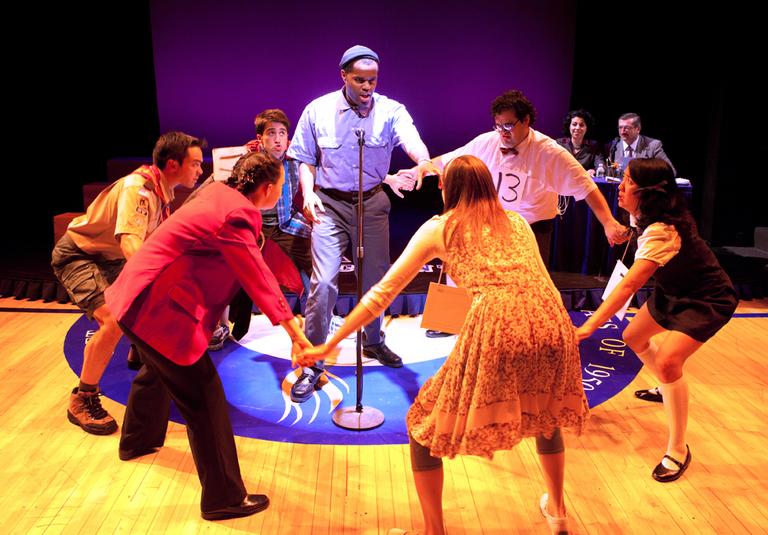 The cast of "The 25th Annual Putnam County Spelling Bee" (Mark S. Howard/Lyric Stage Company)