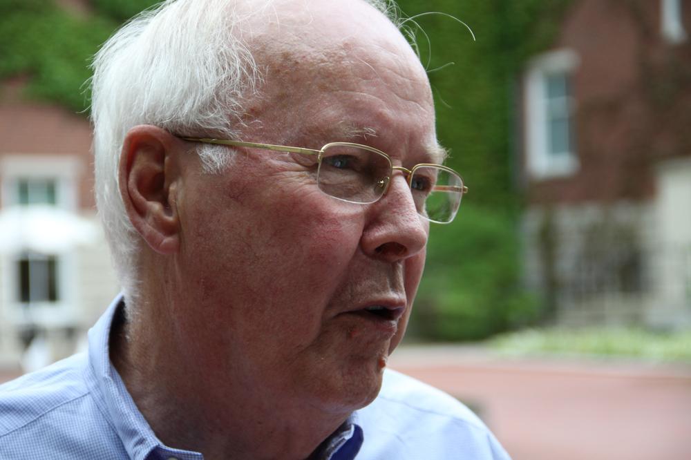 John Anderson, Holy Cross College history professor, says Worcester was once "the world's leading producer of abrasives." (Kirk Carapezza/WBUR)