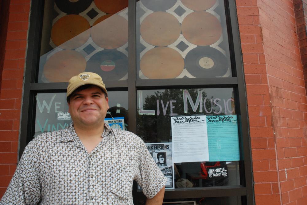 Andy Poncherello, owner of Rebel Records in Pittsfield (Andrea Shea/WBUR)