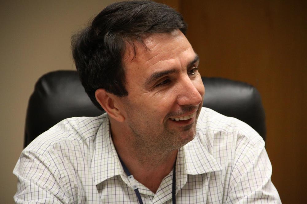 Michael Tweed-Kent is a vice president at General Dynamics, a defense contractor that employs more than 1,000 people in Pittsfield. (WBUR)