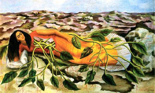 Frida Kahlo's 1943 oil-on-metal painting "Roots” (AP)