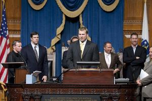 Chris Nowinski speaks at the State House last spring