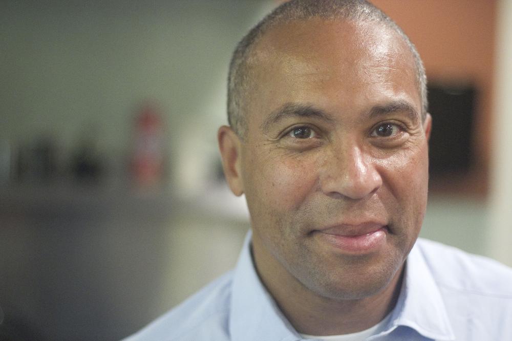 Gov. Deval Patrick in his Milton home (Jess Bidgood for WBUR)
