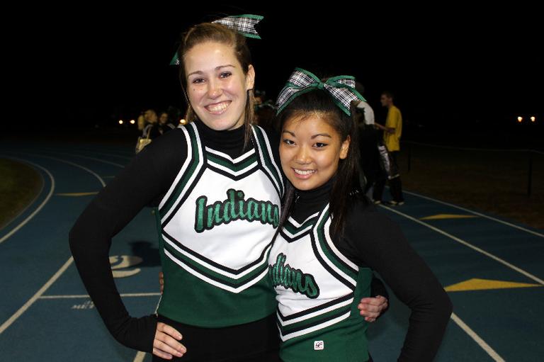 Kelsey Millier, 18, and Kiara Bulduck, are co-captains of the Ware High School cheerleading squad and best friends since third grade. (Lisa Tobin/WBUR)