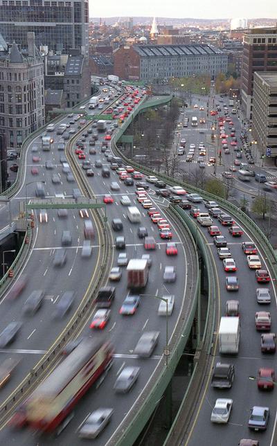 Boston's Central Artery, in 1991, before the Big Dig put it underground. (AP)