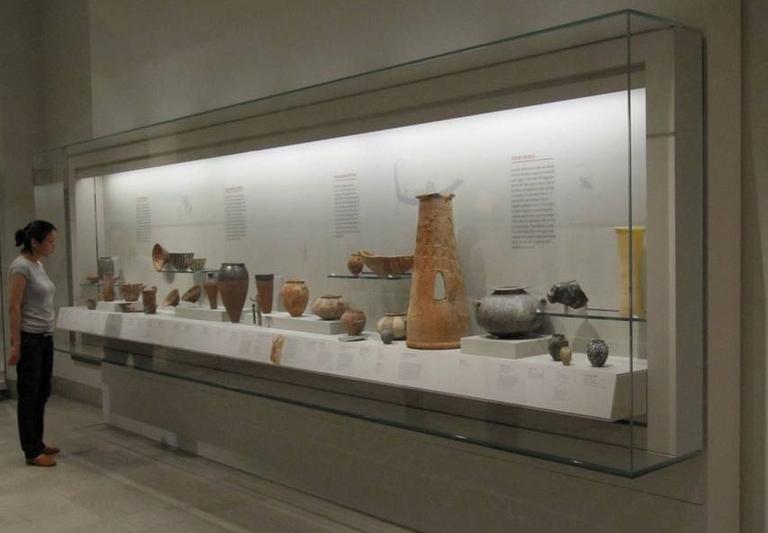 One of Goppion's glass cases housing Egyptian art at the MFA (Courtesy)