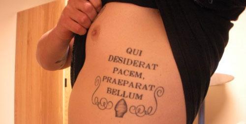 Posted by Vermont tattoo artist Lila R., "If you wish for peace, prepare for war."