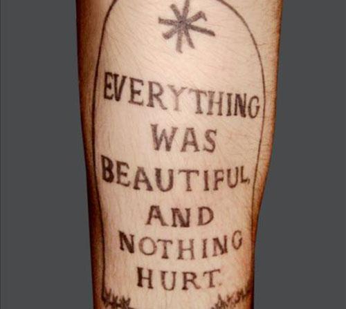 Bodie Shallenberger with words from "Slaughterhouse-Five" by Kurt Vonnegut (from "The Word Made Flesh").