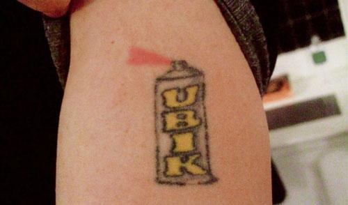 Noted author Jonathan Lethem with an image from the Philip K. Dick novel "Ubik" (from "The Word Made Flesh").