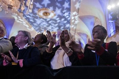 Patrick supporters after his win Tuesday night. (Dominick Reuter for WBUR)