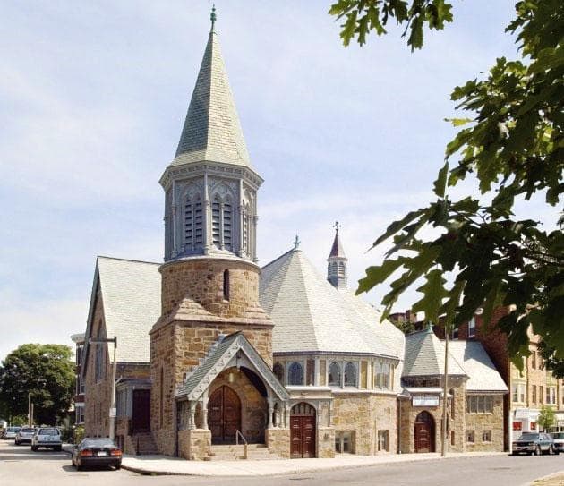 Historic Boston Inc. assisted Roxbury Presbyterian Church with the restoration of the church’s distinctive tower, replacing the roof and repairing other important structural features. (Historic Boston Inc.)