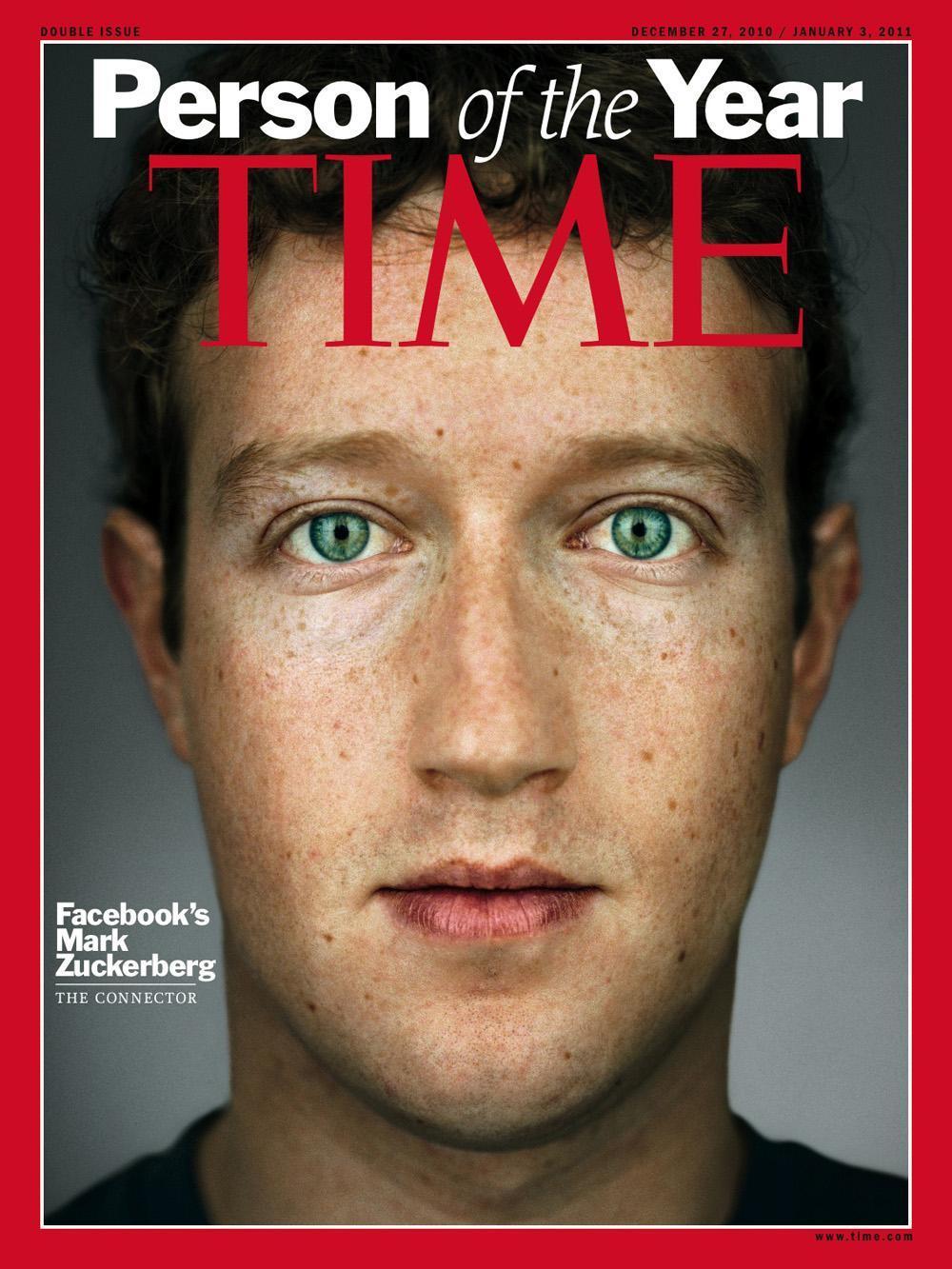 The cover for Time's 2010 "Person of the Year," Facebook founder and CEO Mark Zuckerberg. (AP/Time Magazine)